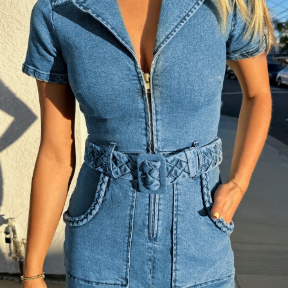 NWT Show Me Your MUMU Outlaw Dress ~ Denim Blue Small